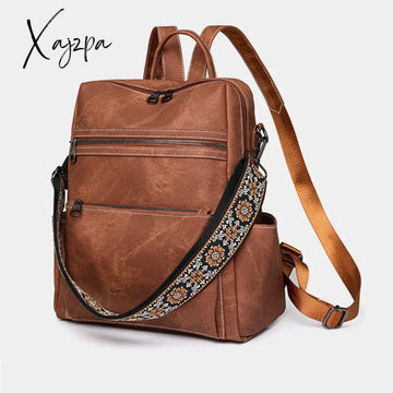 High Quality Soft Leather Backpacks Purses For Women Casual Daypack Vintage Bagpack School Bags